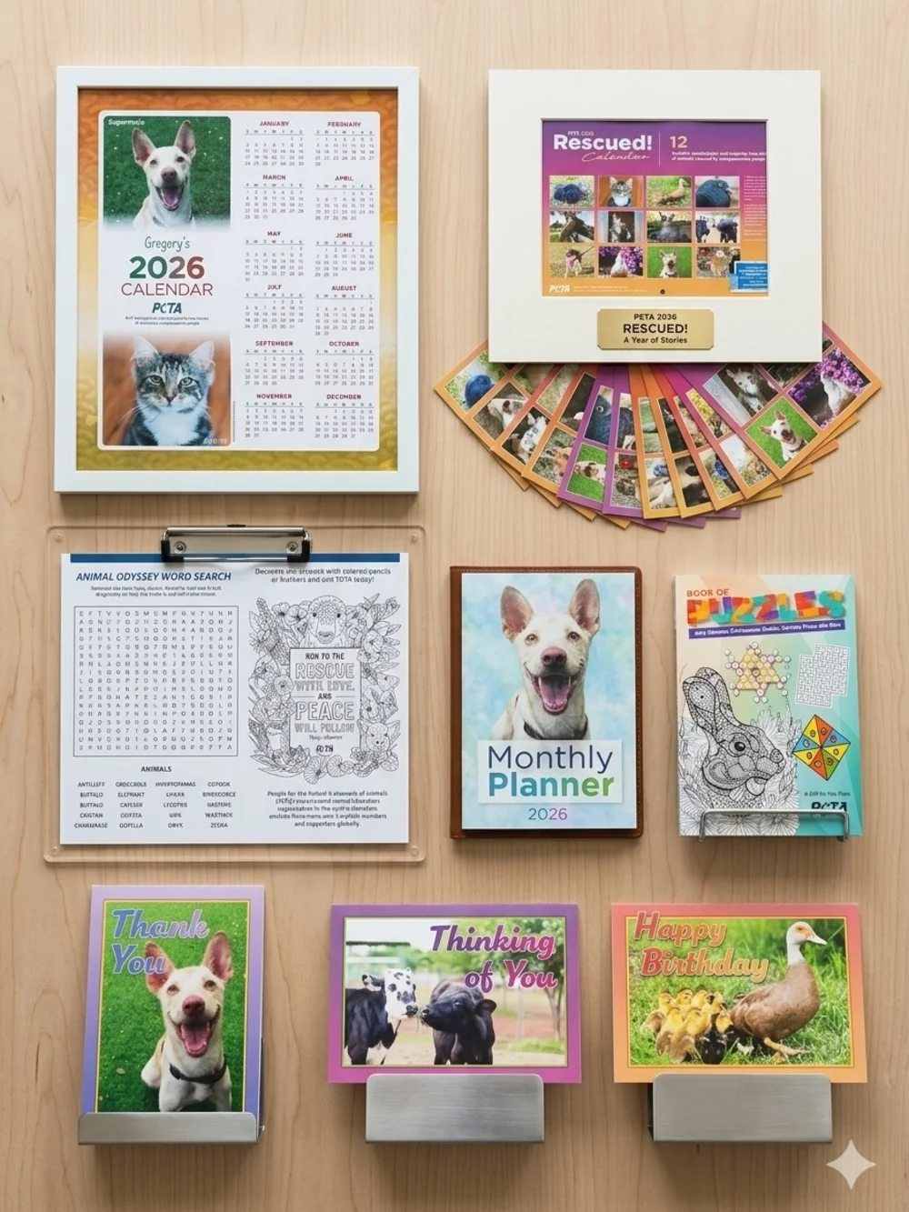 2026 Monthly Planner & Pet Calendar Set - Bright Purple & Teal Accents